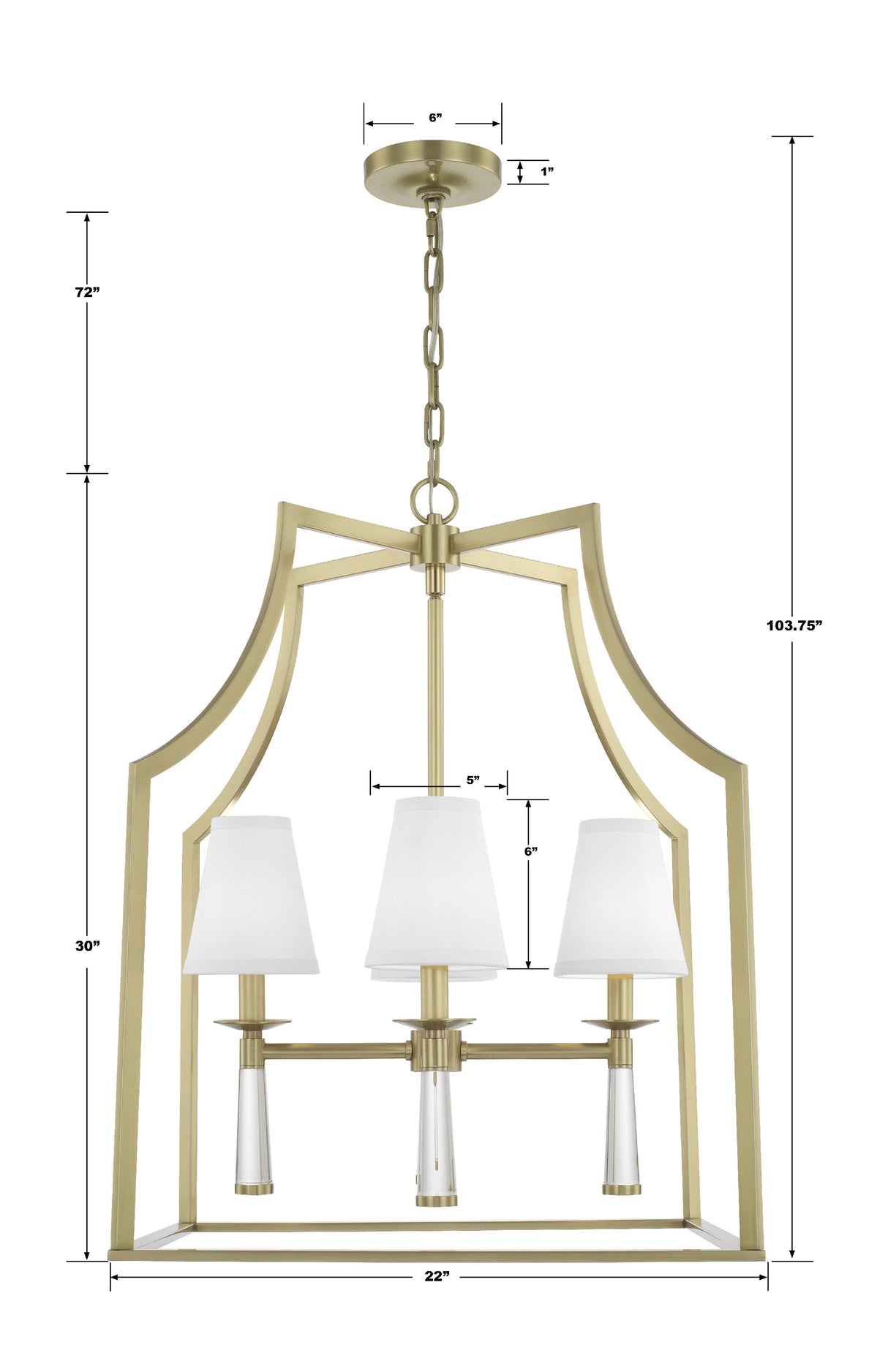 Baxter 4 Light Aged Brass Chandelier 8864-AG