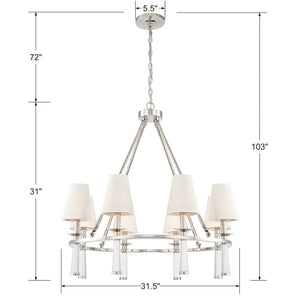 Baxter 8 Light Antique Aged Brass Chandelier 8867-AG