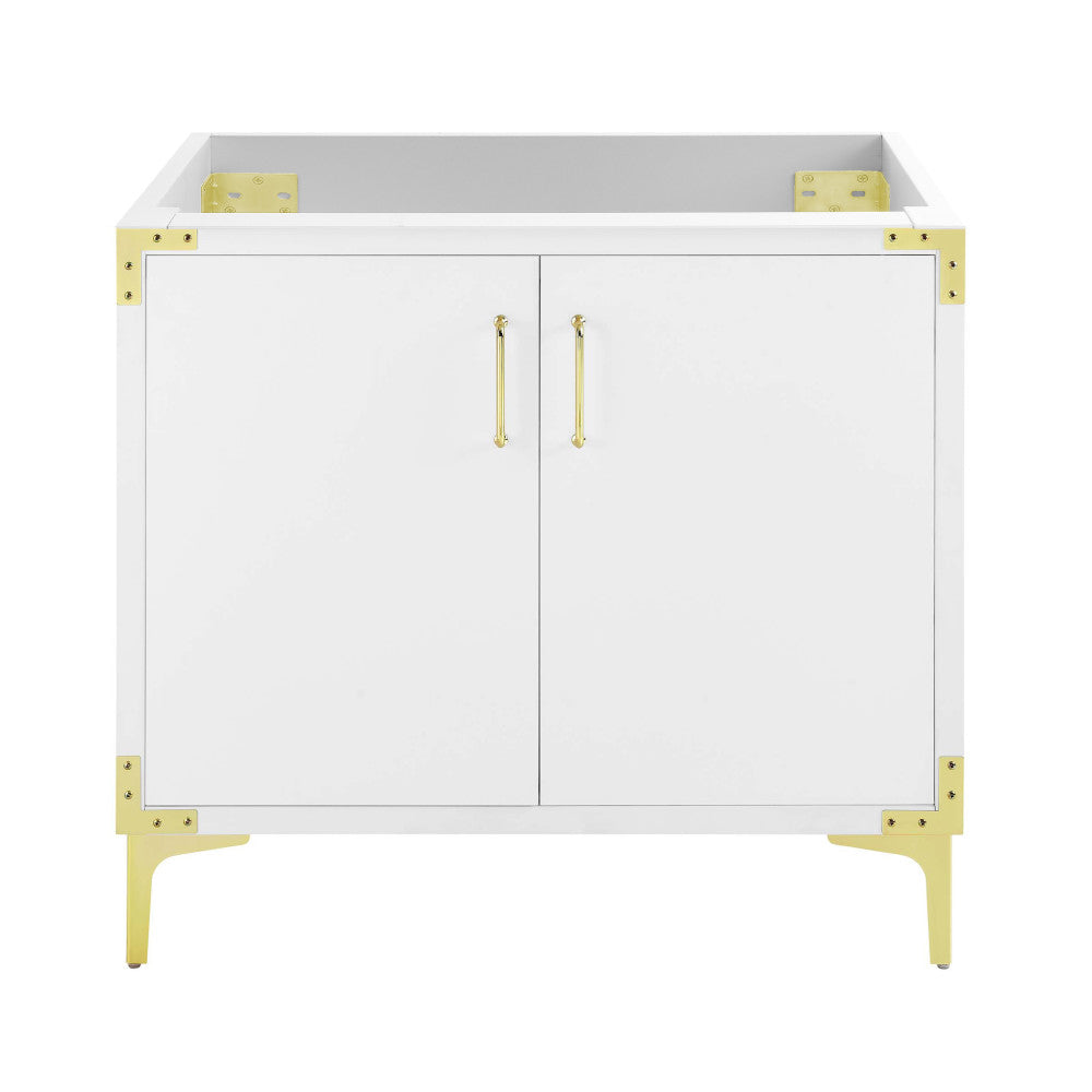 Voltaire 36" Single, Bathroom Vanity in White with Gold Hardware - Cabinet Only