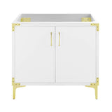 Voltaire 36" Single, Bathroom Vanity in White with Gold Hardware - Cabinet Only