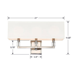 Dixon 3 Light Polished Nickel Sconce 8883-PN