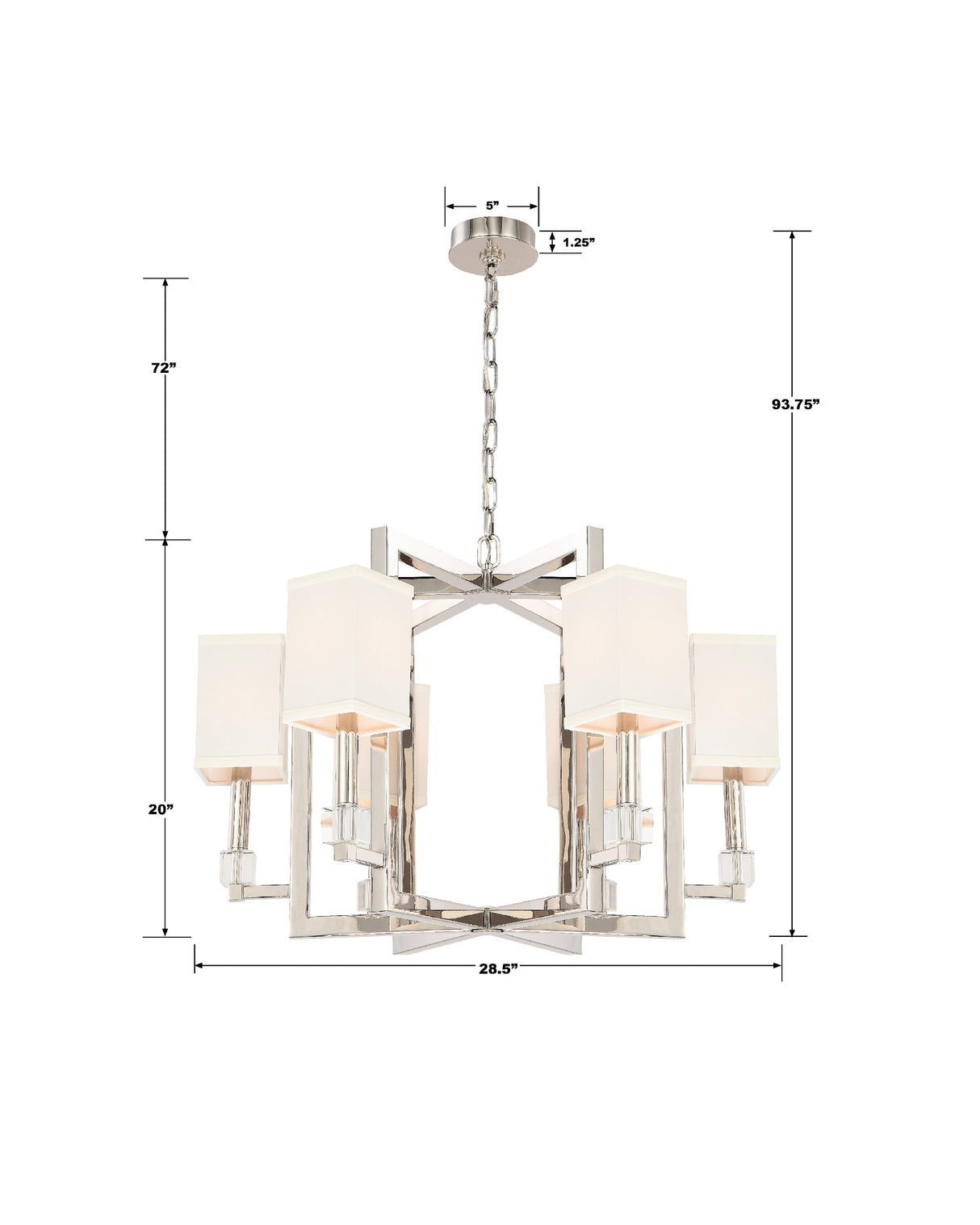 Dixon 6 Light Polished Nickel Chandelier 8886-PN