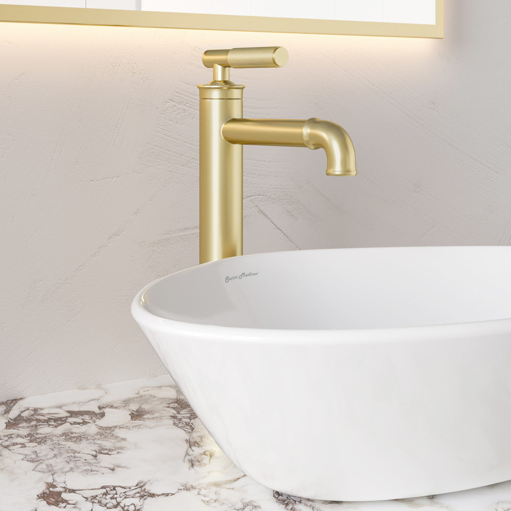 Avallon Single Hole, Single-Handle Sleek, High Arc Bathroom Faucet in Brushed Gold