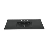 48 inch Ceramic Vanity Sink Top in Matte Black with 3 Holes