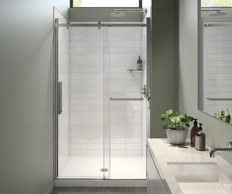 MAAX 138954-900-084-000 Halo Pro 44 ½-47 x 78 ¾ in. 8 mm Sliding Shower Door with Towel Bar for Alcove Installation with Clear glass in Chrome