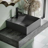 Lisse 23.5" Rectangle Concrete Vessel Bathroom Sink in Dark Grey