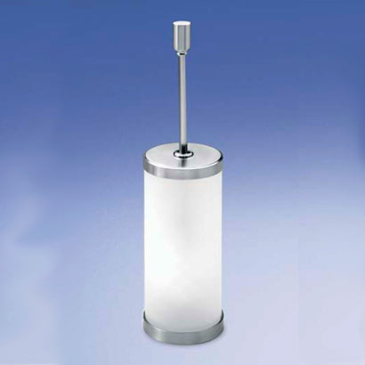 Toilet Brush Holder, Frosted Crystal Glass with Brass Handle