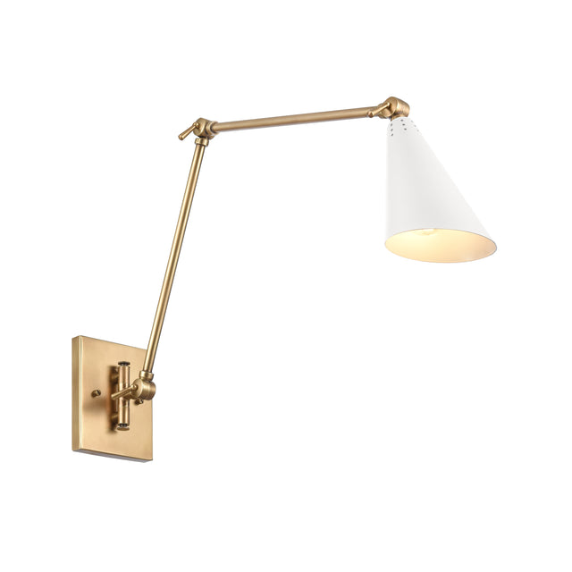 Elk 89241/1 Calder 18.5'' High 1-Light Swingarm Sconce - Natural Brass and Matte White