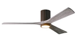 Matthews Fan IR3HLK-TB-BW-60 Irene-3HLK three-blade flush mount paddle fan in Textured Bronze finish with 60” solid barn wood tone blades and integrated LED light kit.
