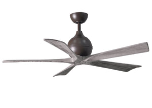 Matthews Fan IR5-TB-BW-52 Irene-5 five-blade paddle fan in Textured Bronze finish with 52" solid barn wood tone blades.