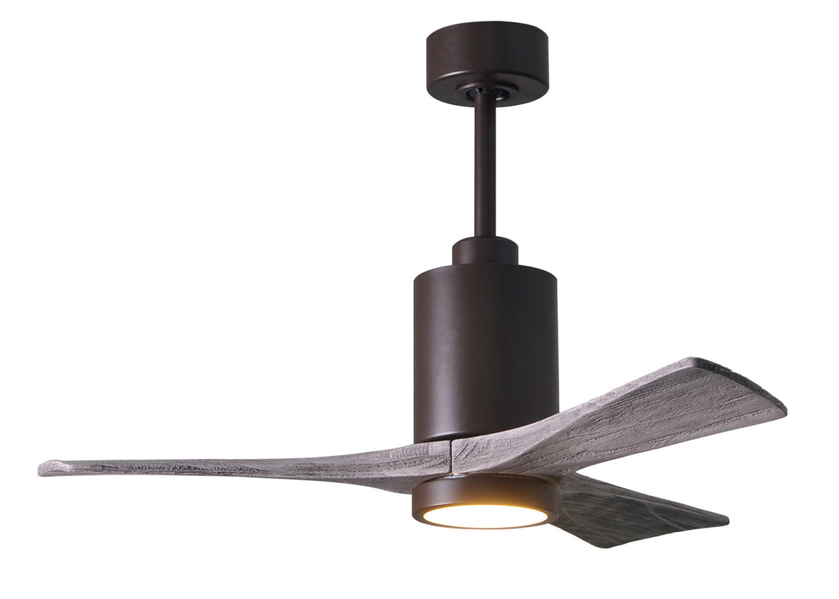 Matthews Fan PA3-TB-BW-42 Patricia-3 three-blade ceiling fan in Textured Bronze finish with 42” solid barn wood tone blades and dimmable LED light kit 