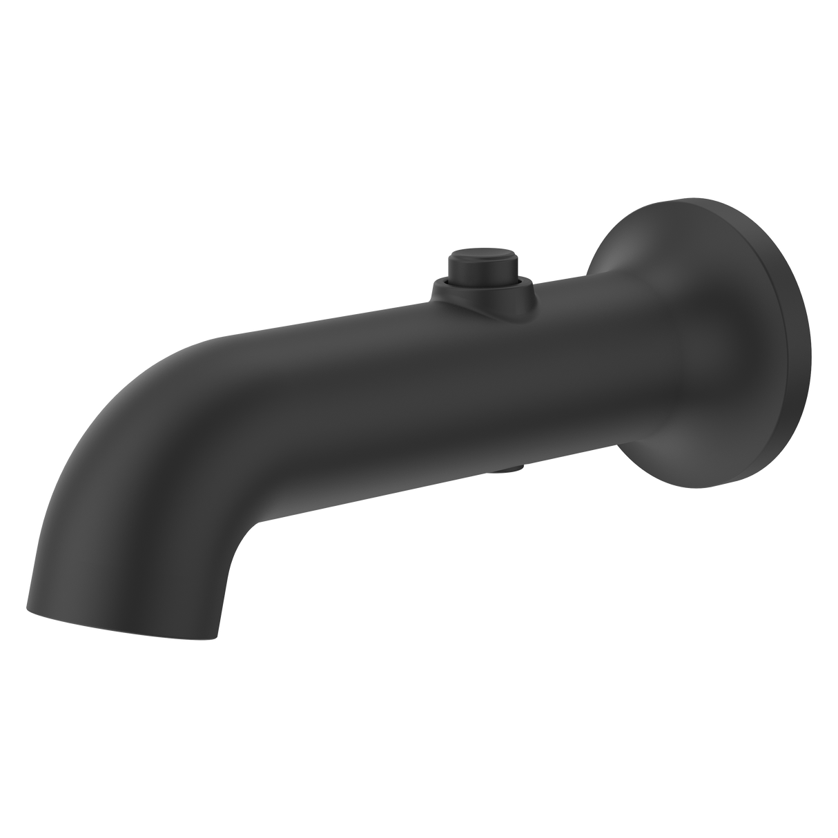 Modern Round Push Button Divertering Tub Spout in Spot Defense Matte Black
