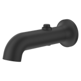 Modern Round Push Button Divertering Tub Spout in Spot Defense Matte Black