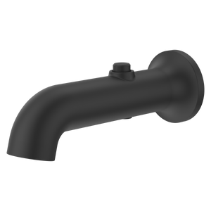 Modern Round Push Button Divertering Tub Spout in Spot Defense Matte Black