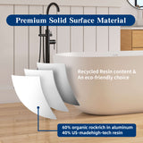 New England Home Goods 59" Solid Surface Freestanding Bathtub – Resin Stone Soaking Tub