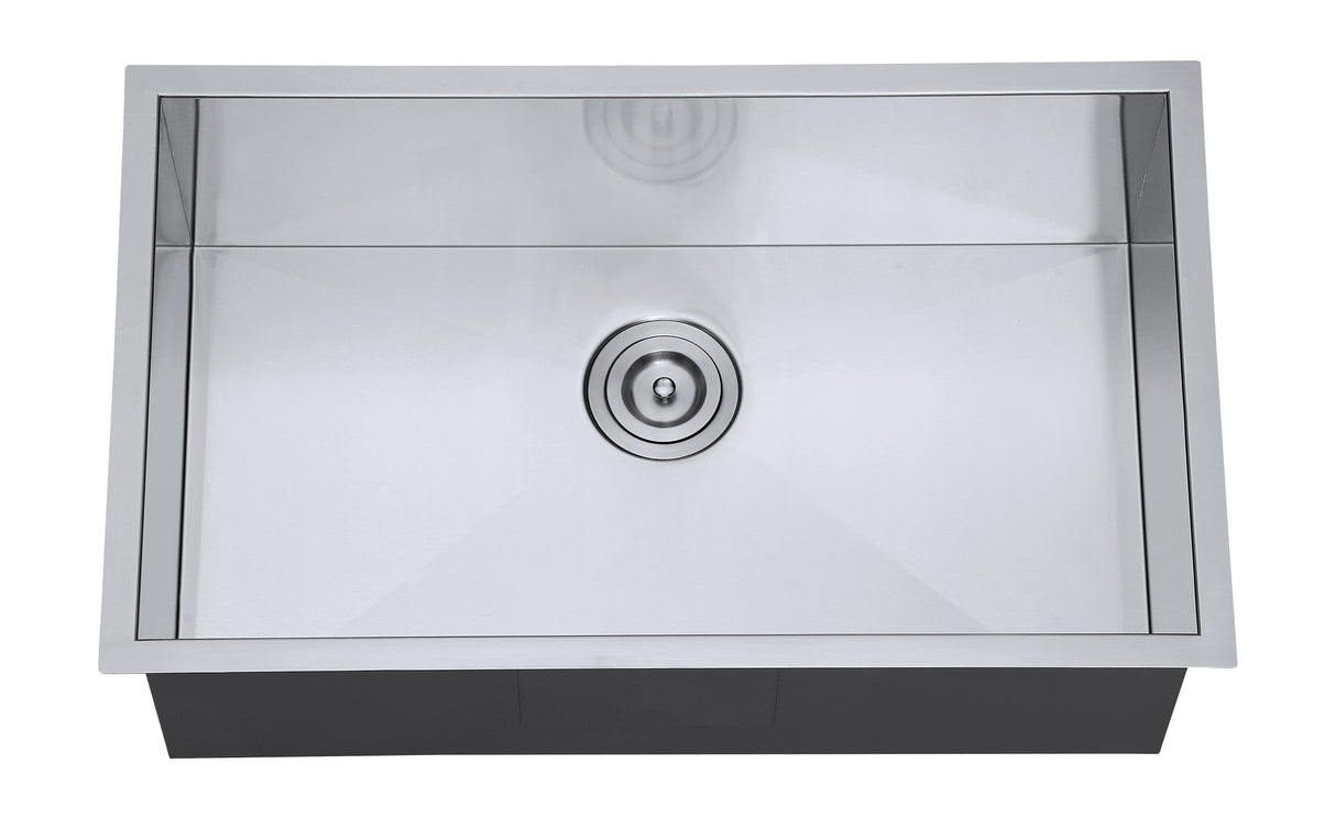 DAX Stainless Steel Handmade Single Bowl Undermount Kitchen Sink, 30", Brushed Stainless Steel DAX-SQ-3018-X