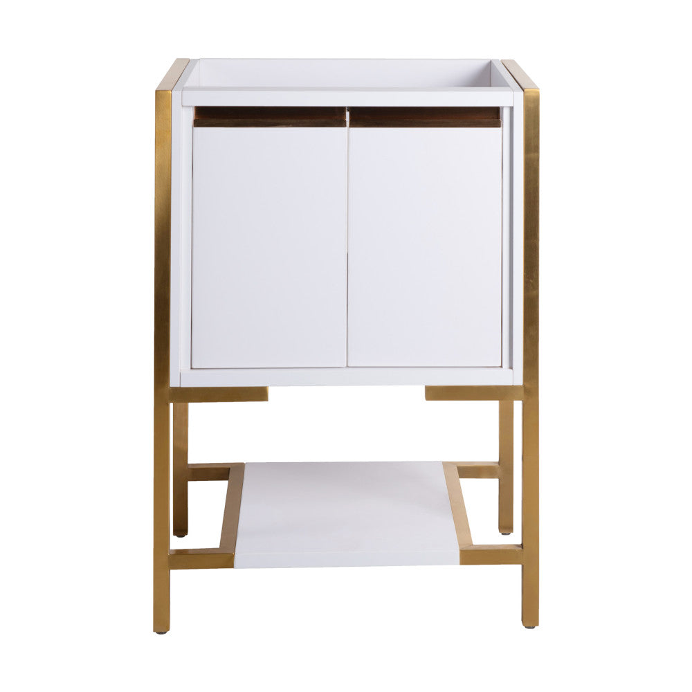 Marseille 24 Bathroom Vanity in White and Brushed Gold Cabinet Only (SM-BV217WBG)