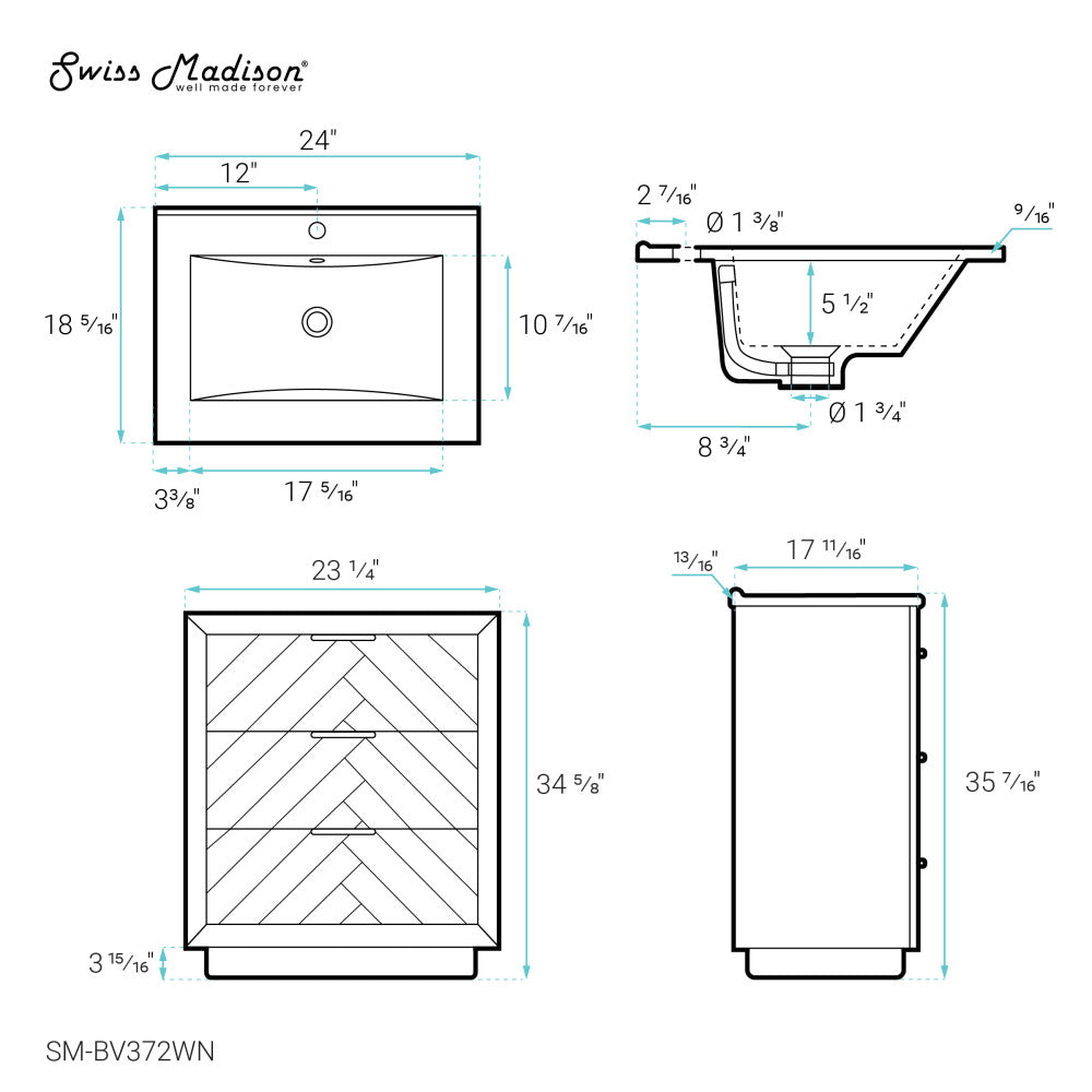 Daxton 24" Bathroom Vanity in Walnut