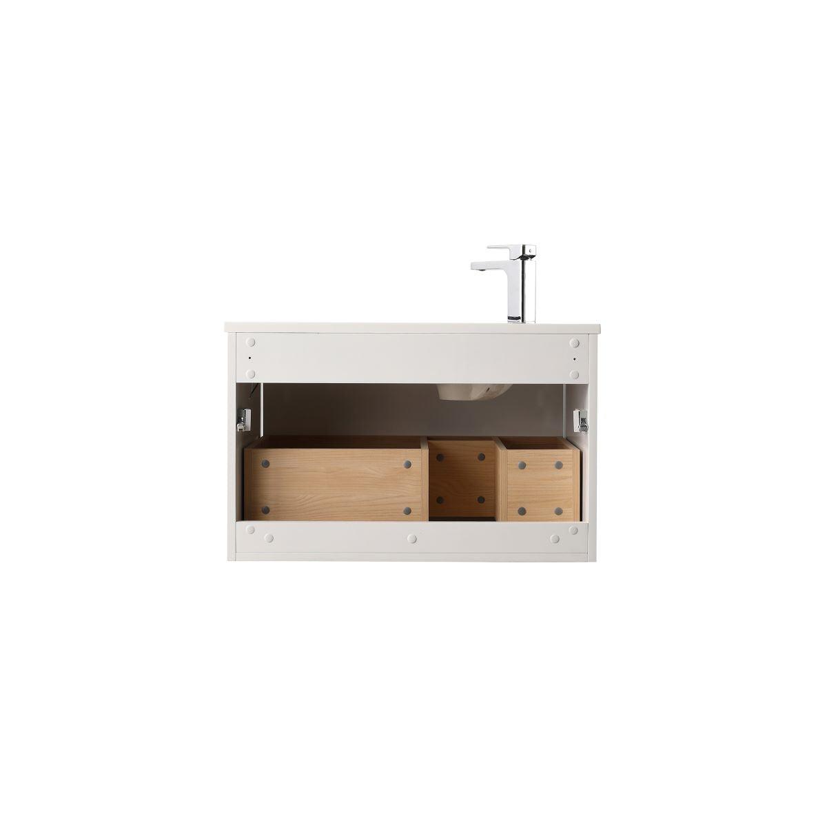 Blossom Voyage 30″ Vanity with Droplet-Shaped Basin - LED Illuminated & Unique Wave-Front Design