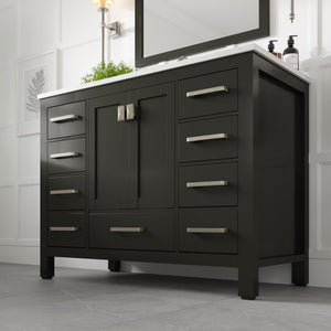Aberdeen 42 in. Espresso Single Sink Bath Vanity with Carrara Quartz Top and Undermount Porcelain Sink