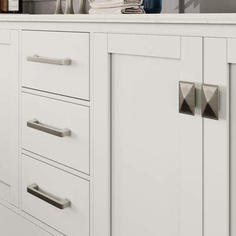 Storehouse 84 in. White Double Sink  Bath Vanity with Carrara Quartz Top and Undermount Porcelain Sinks