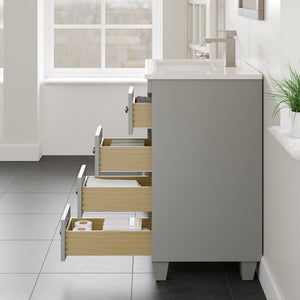 Acclaim 24 in. Gray Single Sink Bath Vanity with Carrara Quartz Top and Undermount Porcelain Sink