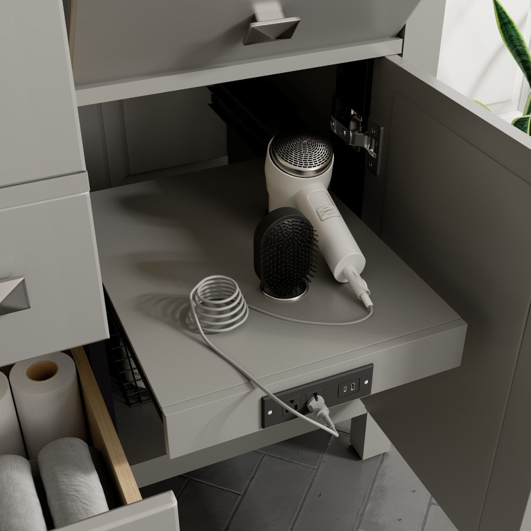 Artemis 44 in. Gray Double Sink  Bath Vanity with Engineered Top and Undermount Porcelain Sinks