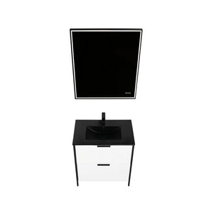 Zurich 30" Vanity – Glossy White & Metal Grey with Soft-Close Drawers & Ample Storage