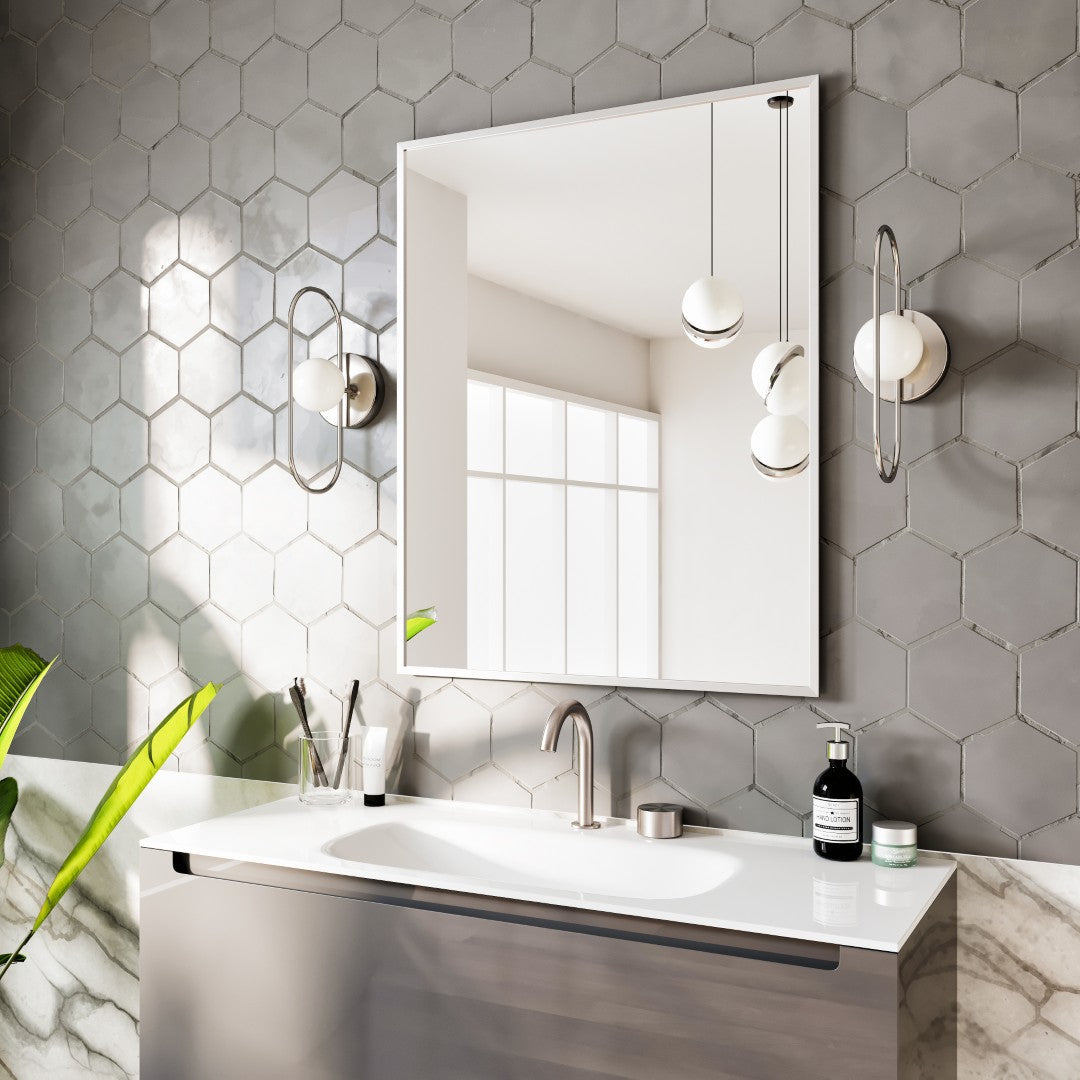 Eviva Sax 24" x 30" Rectangular Chrome Metal Framed Mirror