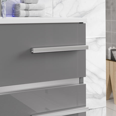 Deluxe 20 in. Gray Single Sink Bath Vanity with Porcelain Top and Integrated Sink