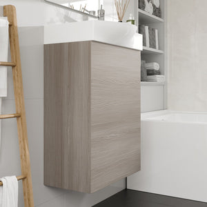 Tiny 18 in. Gray Wall Mount Single Sink Bath Vanity with Porcelain Top and Integrated Sink