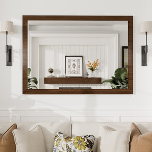 Eviva Reflection 42" x 32" Rectangular Gray Oak Wooden Framed Mirror