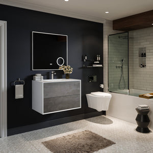 Vienna 36 in. Concrete Gray Wall Mount Single Sink Bath Vanity with Acrylic Top and Integrated Sink