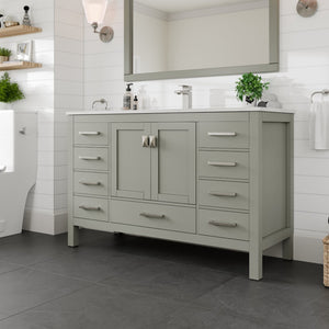 London 54 in. Gray Single Sink Bath Vanity with Carrara Quartz Top and Undermount Porcelain Sink