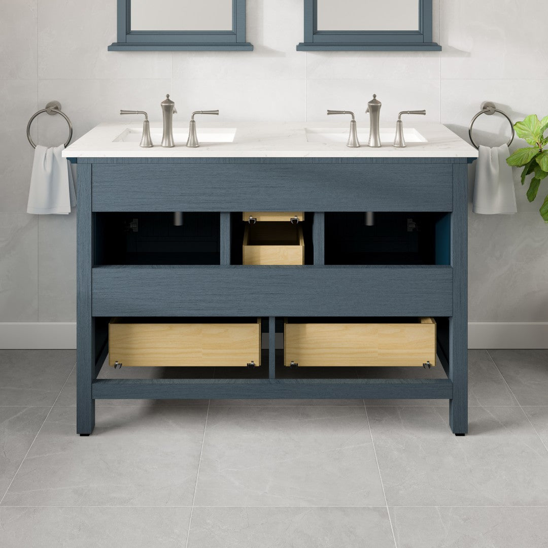 Britney 48 in. Ash Blue Double Sink  Bath Vanity with Carrara Quartz Top and Undermount Porcelain Sinks
