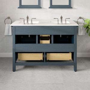 Britney 48 in. Ash Blue Double Sink  Bath Vanity with Carrara Quartz Top and Undermount Porcelain Sinks