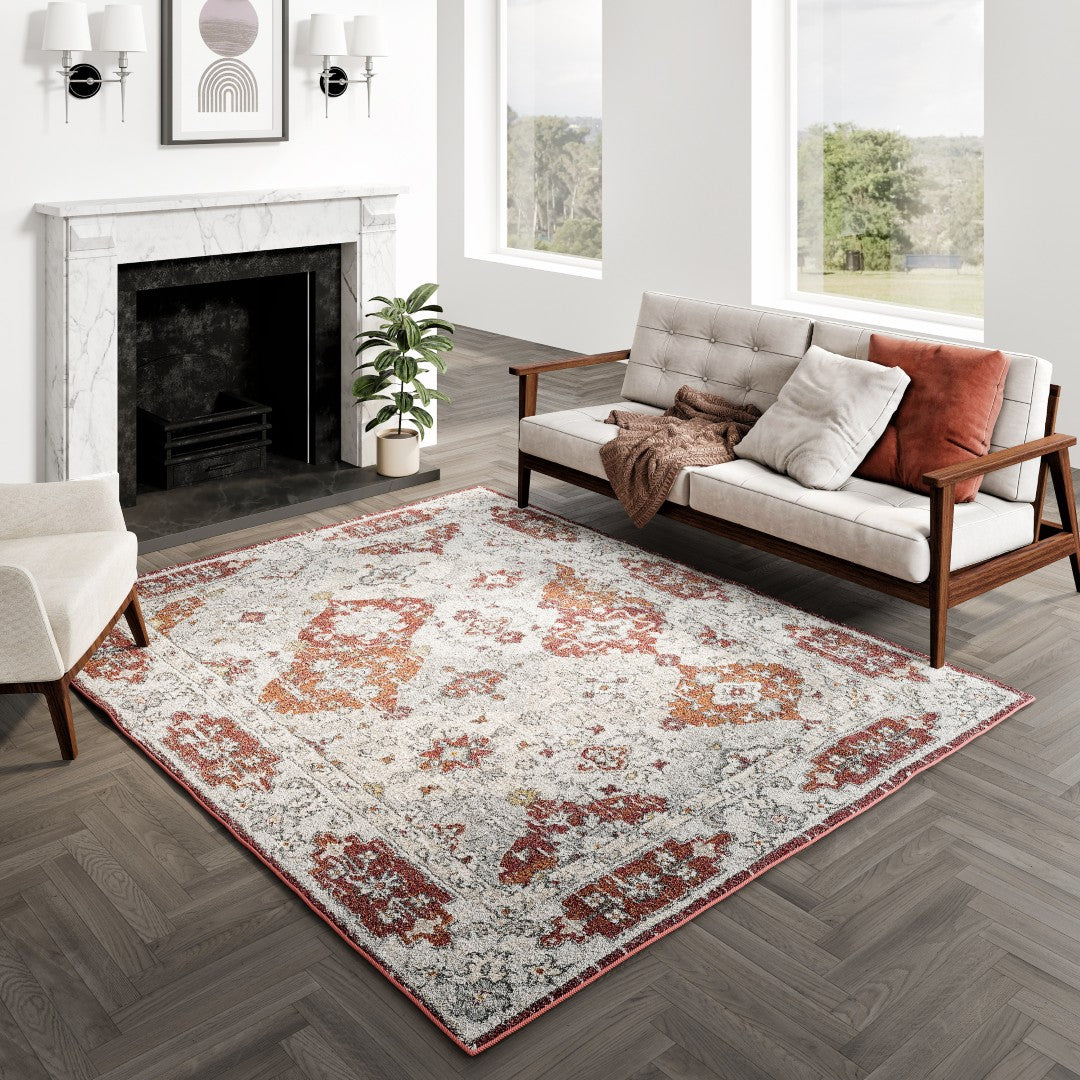 Eviva Mosaic 5' x 7' Damask Multicolor Rug