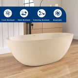 New England Home Goods Tulum 65" Freestanding Tub in Milk Coffee - Stone Resin Solid Surface