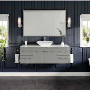 Eviva Sax 48" x 30" Rectangular Brushed Nickel Metal Framed Mirror