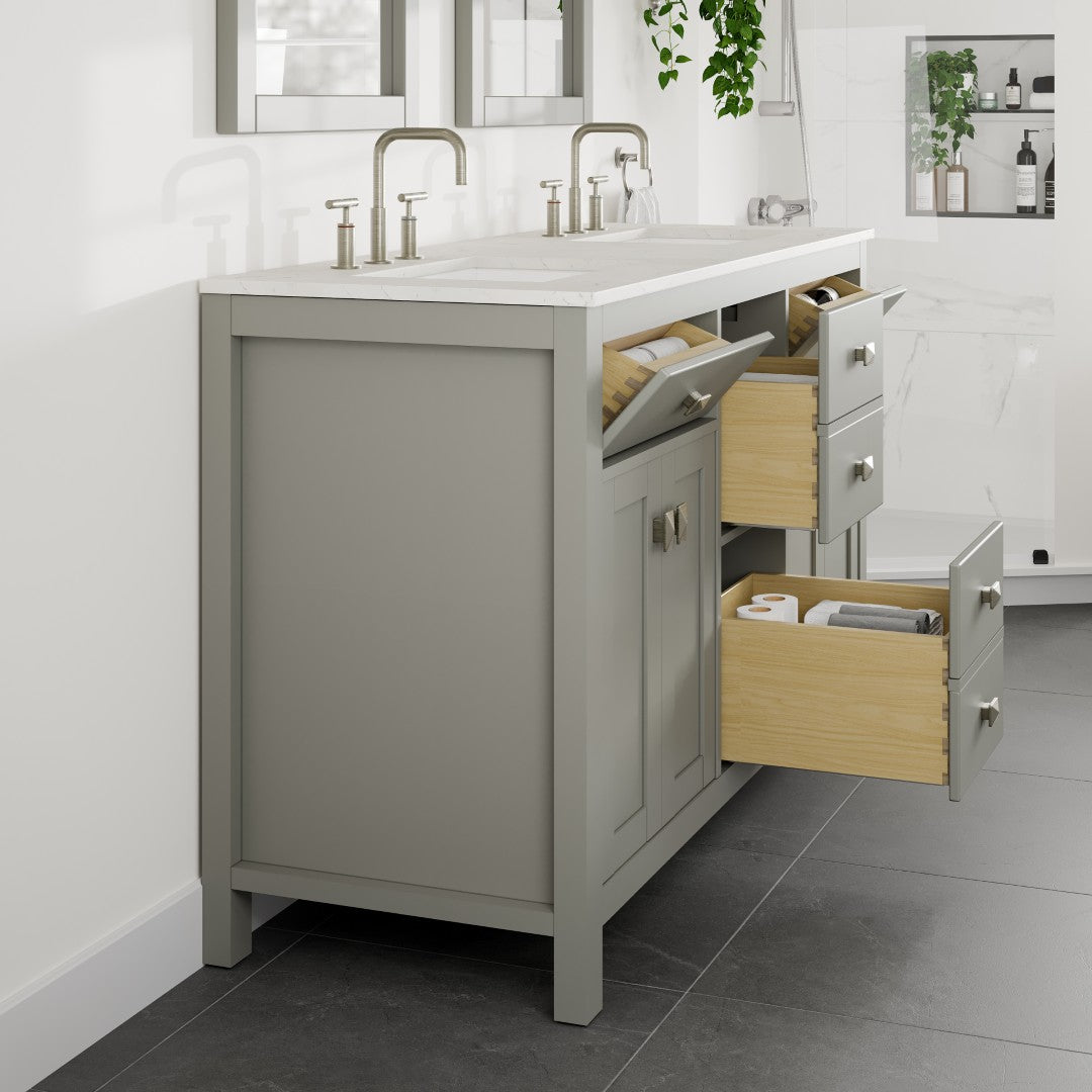 Artemis 60 in. Gray Double Sink  Bath Vanity with Engineered Top and Undermount Porcelain Sinks