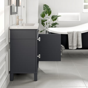 Garci 24 in. Dark Gray Single Sink Bath Vanity with Porcelain Top and Integrated Sink