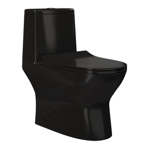 Ivy One Piece Toilet Dual Vortex Flush in Glossy Black 1.1/1.6 gpf
