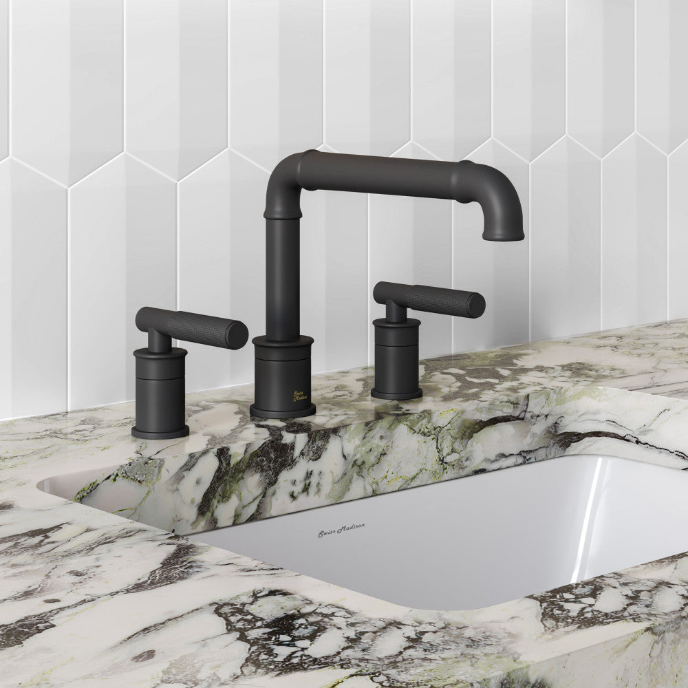 Avallon 8 in. Widespread, Sleek Handle, Bathroom Faucet in Matte Black