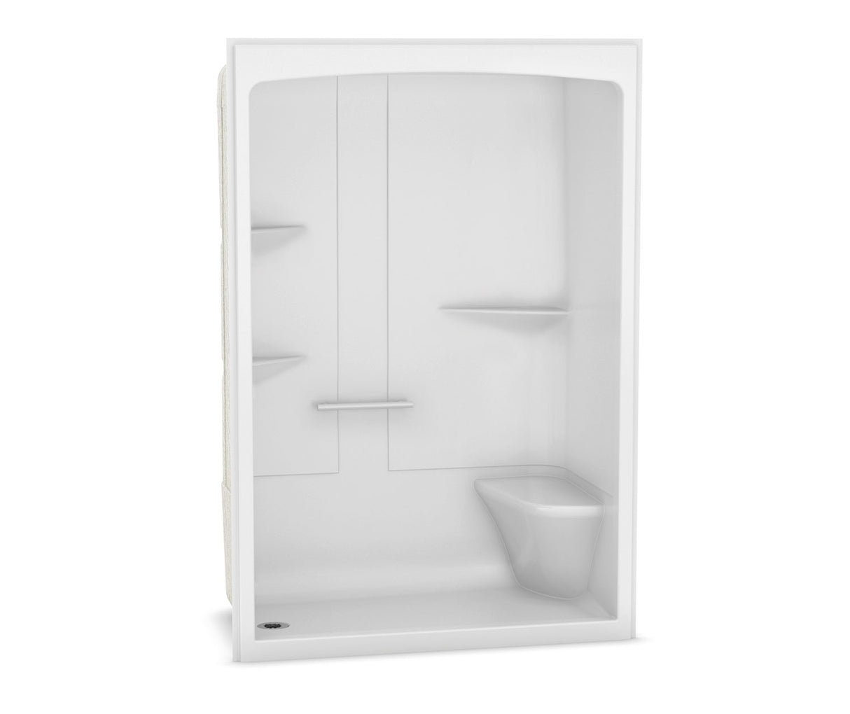 MAAX 105922-NC-000-001 Camelia SHR-6034 Acrylic Alcove Center Drain One-Piece Shower in White