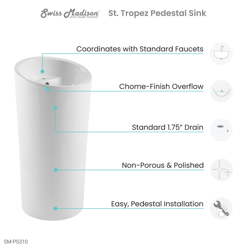 St. Tropez Circular One Piece Pedestal Sink