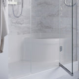 Aquatique 60 X 32 Single Threshold Shower Base With Left Hand Drain and Integral Right Hand Seat in White