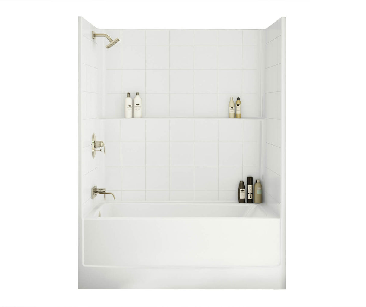 MAAX 105930-L-003-002 TSTEA Plus 60 x 32 AcrylX Alcove Left-Hand Drain One-Piece Whirlpool Tub Shower in White