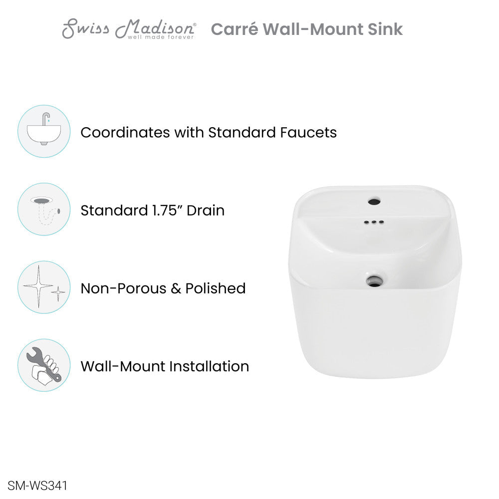 Carre 17.5" Wall-Mount Bathroom Sink