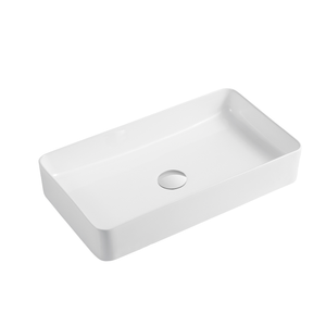 DAX Ceramic Rectangular Bathroom Vessel Basin, 24", Glossy White DAX-CL1320-WG