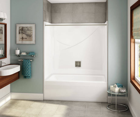 Aker OPTS-6032 AcrylX Alcove Right-Hand Drain One-Piece Tub Shower in White - Base Model